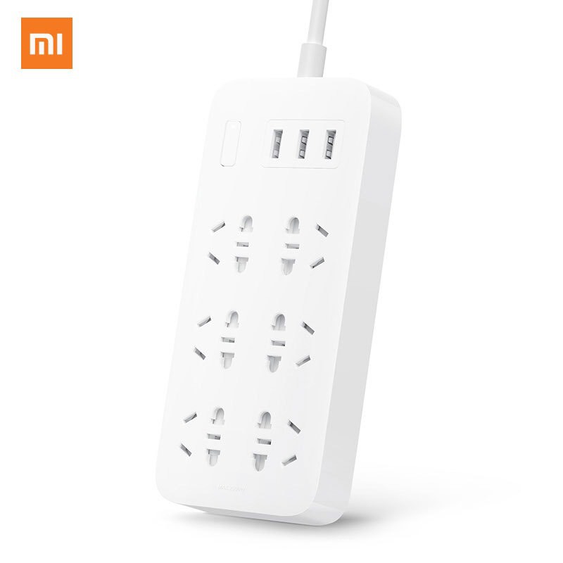 Ổ CẮM Xiaomi chính hãng Power Strip 2.1A Sạc Nhanh 3 Cổng USB Nối Dài 6 Ổ Cắm Adapter US UK EU AU MI Power Strip