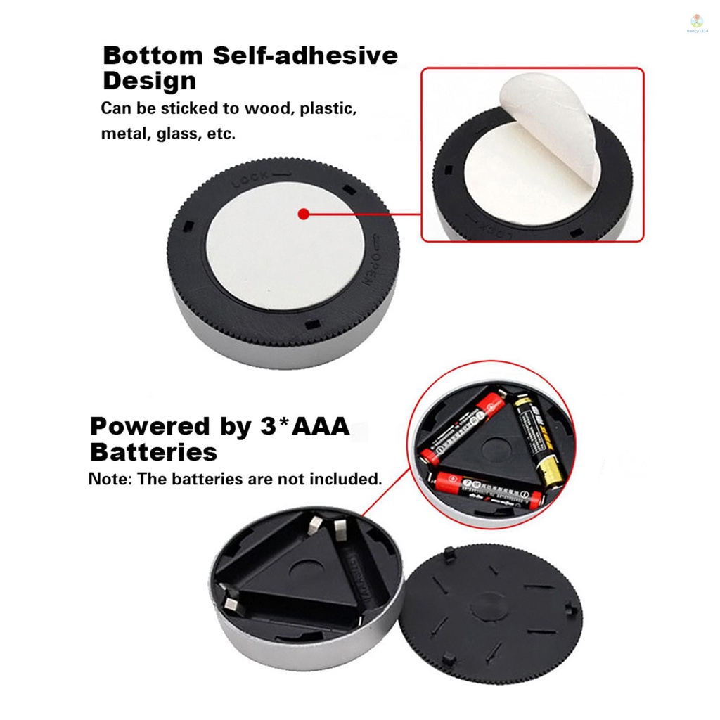 Nacyvn Đèn LED Tròn Mini Cảm Ứng Ánh Sáng Ban Đêm Tích Hợp 3 Đèn Cho Thùng Xe Tải/Cabinet/Cloakr
