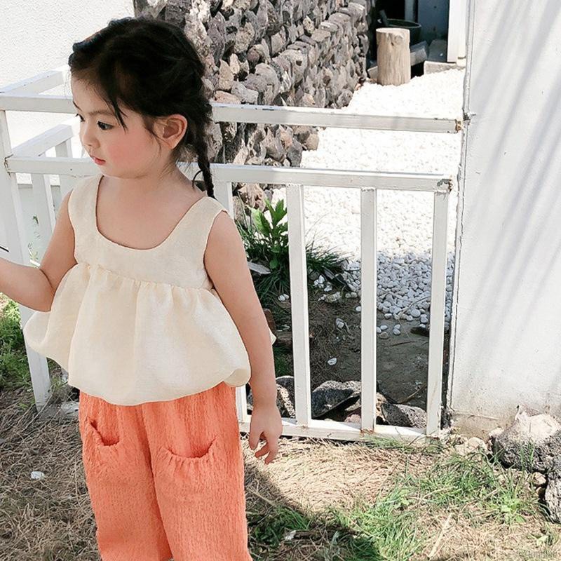 Áo Hai Dây Hở Lưng Thắt Nơ Phong Cách Hàn Quốc Xinh Xắn Thời Trang Mùa Hè Cho Bé Gái