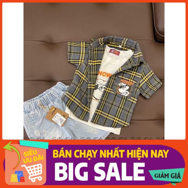 (Video ảnh thật) Bộ quần áo trẻ em, set Mickey 3 chi tiết chất cotton cực mát size từ 9-18kg