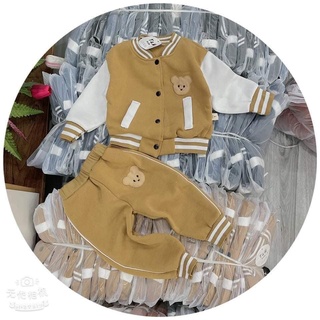 Bộ nỉ gấu bóng chày cho bé