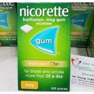 Kẹo cai thuốc lá Nicorette 4mg hoa quả fruitfusion
