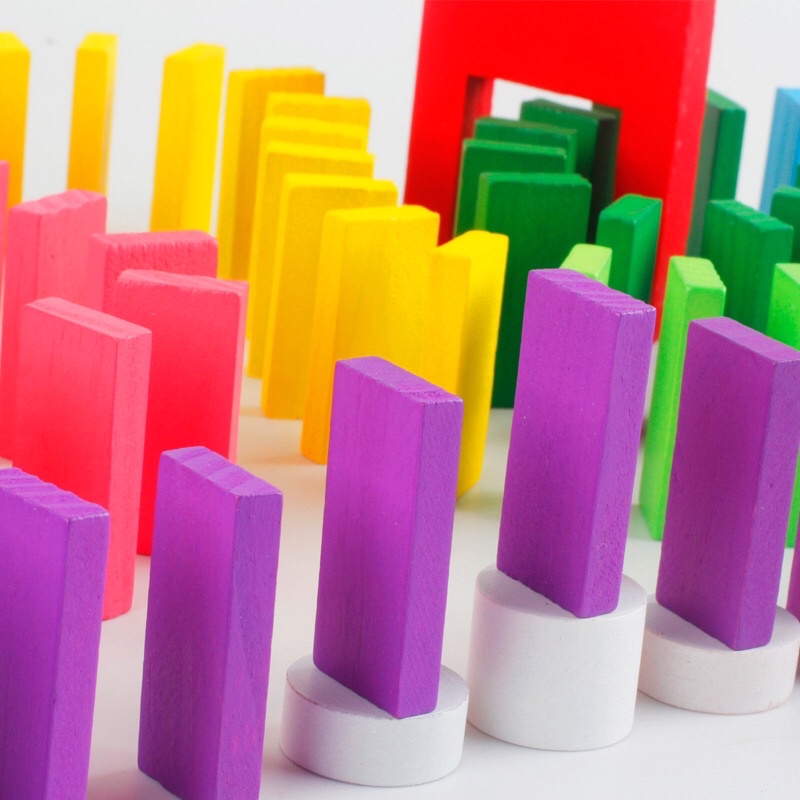 Đồ chơi trẻ em Domino - Đồ chơi xếp hình nhiều thanh gỗ màu, an toàn bền nhẵn
