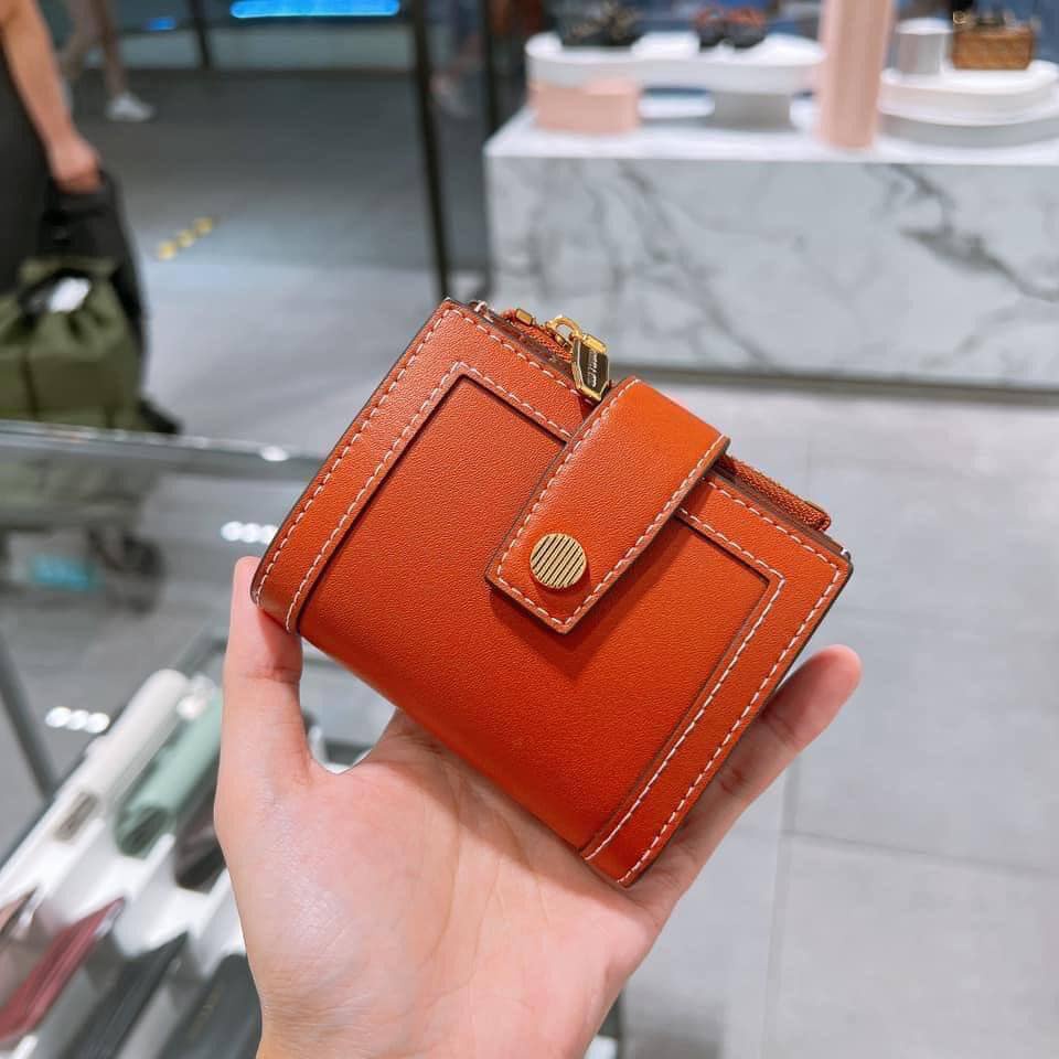 Ví Ngắn Dạng Gập Bằng Đồng Họa Tiết Stitch Thời Trang Mới 2022