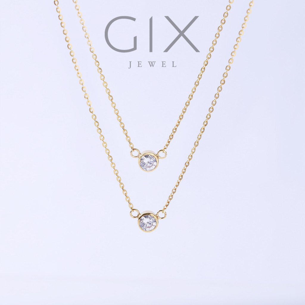 Set layer dây chuyền bạc mạ vàng đá CZ cao cấp Gix Jewel DC28