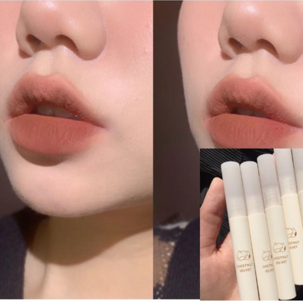 ✪✪Daimanpu Chestnut Velvet Matte Lipstick Son lì DAIMANPU mềm mịn như nhung chống thấm nước chống khô môi lâu trôi Waterproof Lip gloss Long Lasting Nude Lipstick Women Red Lip Tint Beauty Cosmetic