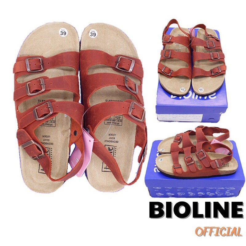 [DÉP DA BÒ] Dép birken Bioline đế trấu da bò cao cấp dành cho nam nữ B13 - Bioline Official