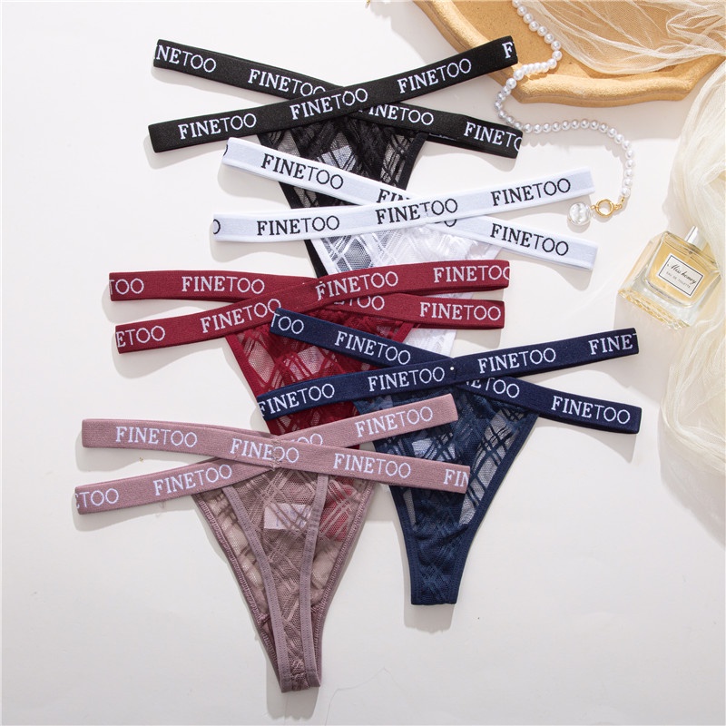 Cute Byte Bộ 3 Quần Lót Lọt Khe Phối Ren Lưới In Chữ Dễ Thương Quyến Rũ Cho Nữ