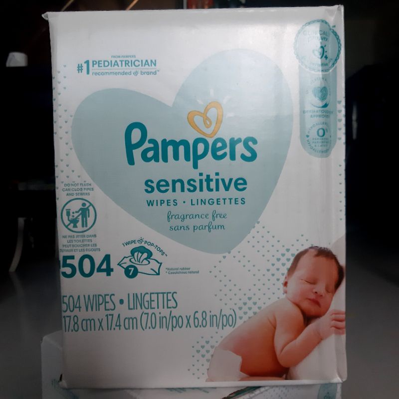 KHĂN GIẤY ƯỚT  KHÔNG MÙI CHO DA NHẠY CẢM CỦA BÉ PAMPERS Sensitive Baby Wipes, 1 bịch = 84Mieng NHẬP MỸ