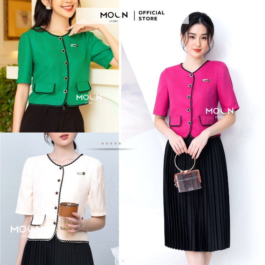Váy áo công sở mùa thu cổ tròn dáng ngắn MA158 Moon Store