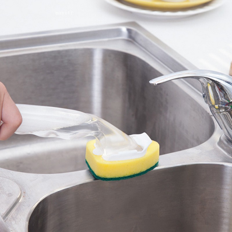 Cọ rửa chén bọt biển có tay cầm dài tiện dụng cho nhà bếp