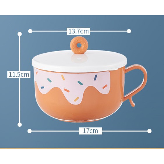 Bát úp mì 2 lớp lõi inox giữ nhiệt chống nóng, bát mì NẮP NHẪN nhiều màu