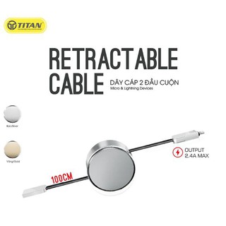 CÁP CUỘN DÂY RÚT 2IN1 LIGHTNING & MICRO TITAN CA31