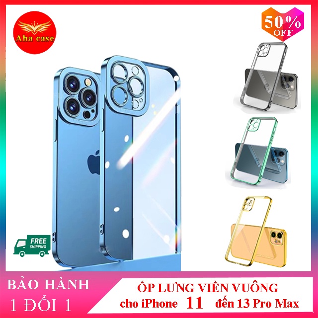 Ốp Viền Vuông - Ốp lưng Viền vuông mạ Màu dành cho iPhone 11/11 Pro/11 Pro Max/12/12 Pro Max/13/13 Pro Max