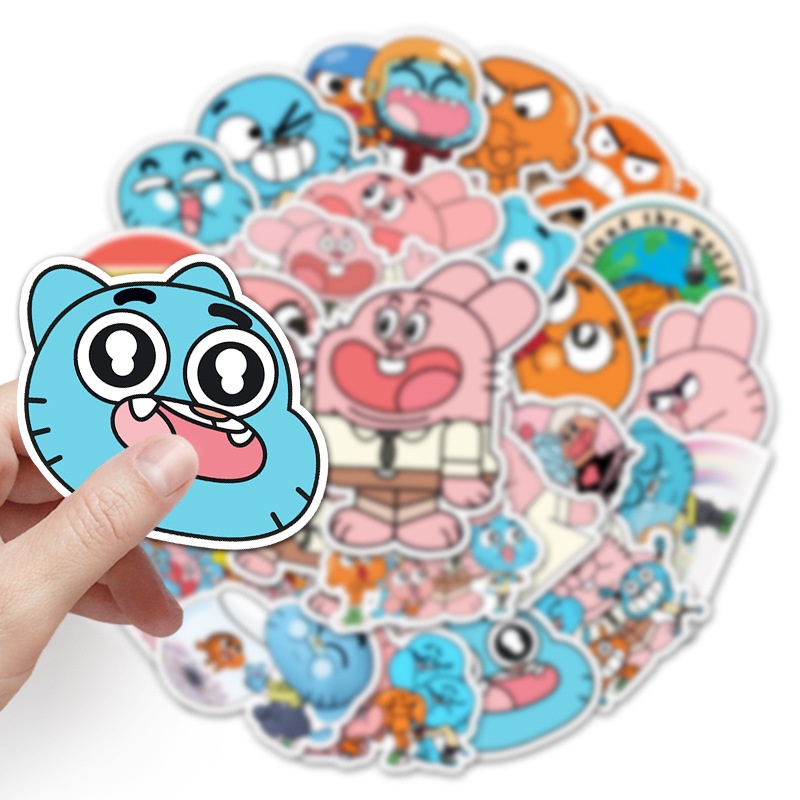 Y&P| Hình Dán Chống Nước The Amazing World of Gumball Phim Hoạt Hình Mũ Bảo Hiểm Máy Tính Xách Tay Hành Lý Dán Thiết Lập, 50 tờ