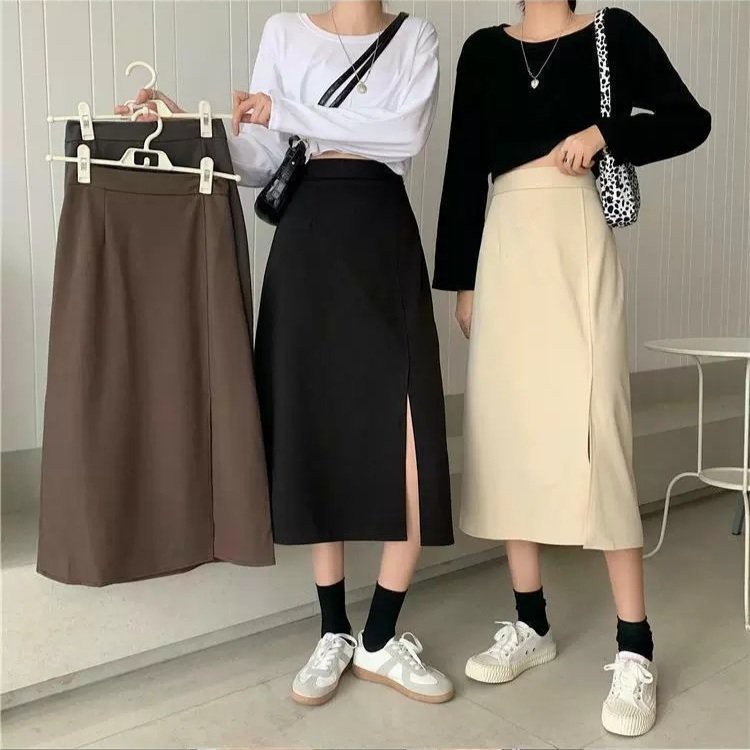 Chân váy dài xẻ tà, chân váy chữ A dáng dài xẻ cạnh 31 September mã CV002