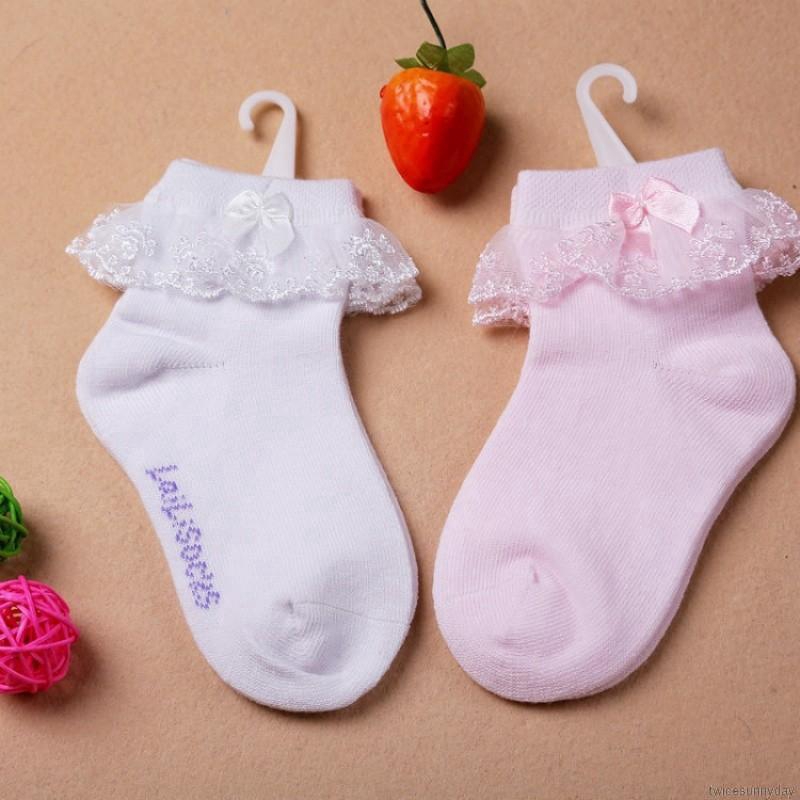 Kid Baby Girl Princess Lace Design Solid Socks