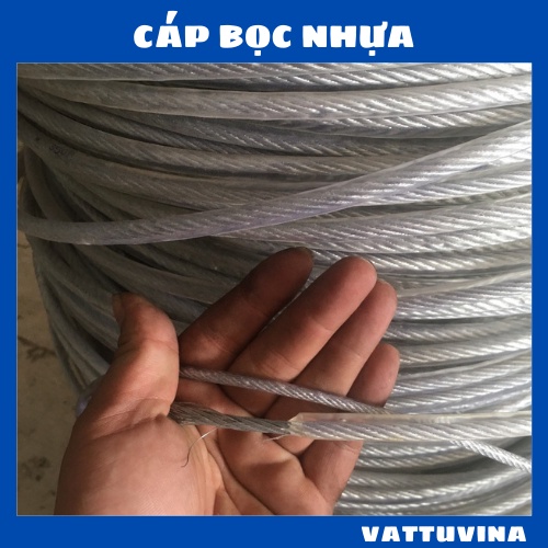 100 Mét Cáp Thép Bọc Nhựa  Ø 3mm, Ø 4mm, Ø 5mm, Ø 6mm  - Vattuvina