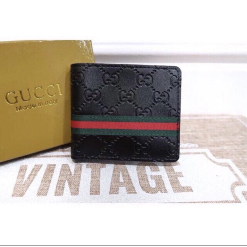 Ví Da Gucci Dáng Ngắn Thêu Họa Tiết Cá Tính Cho Nam Nữ