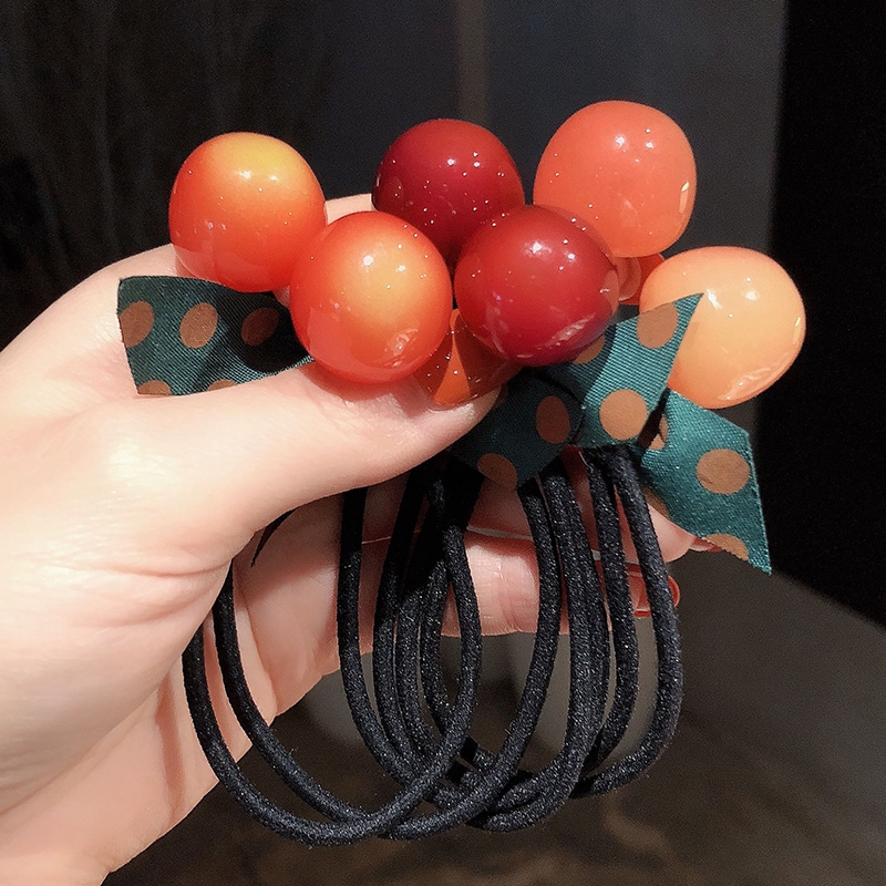Dây Cột Tóc Cao Su In Họa Tiết Cherry Dễ Thương Thời Trang Cho Nữ