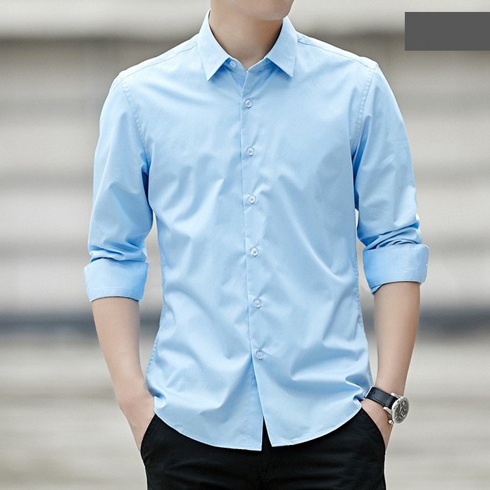 Áo sơ mi nam dài tay Gavin cổ bẻ, áo sơ mi trắng vải lụa nến không nhăn không xù | BigBuy360 - bigbuy360.vn