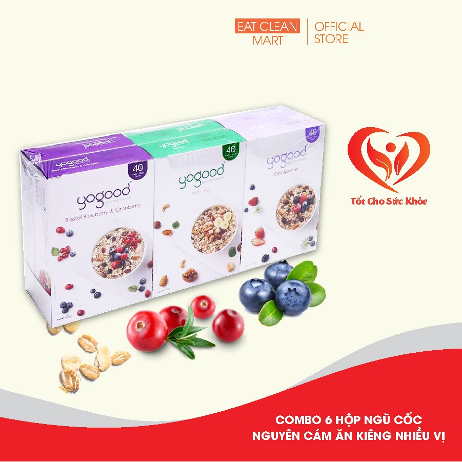 [Combo 6 hộp] Ngũ cốc nguyên cám ăn kiêng nhiều vị Yogood Gourmet Variety Pack - 240g
