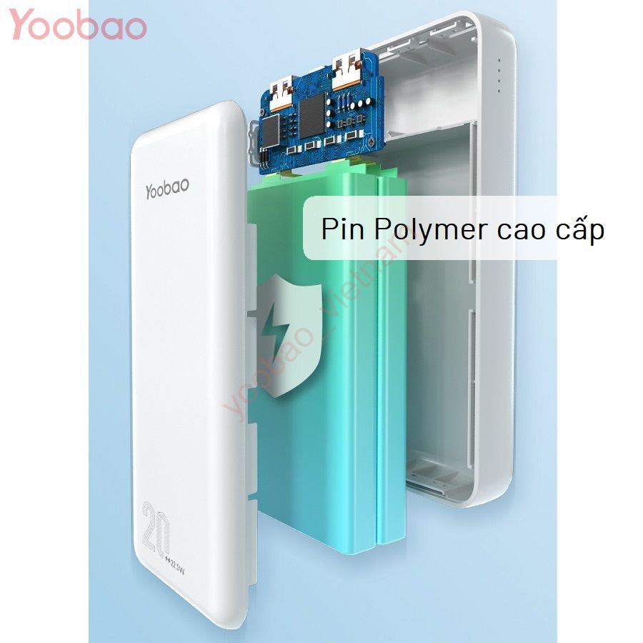 Sạc Dự Phòng Yoobao 20000mAh Sạc Nhanh 2 Chiều type-C Pin Polymer - YOOBAO D20Q