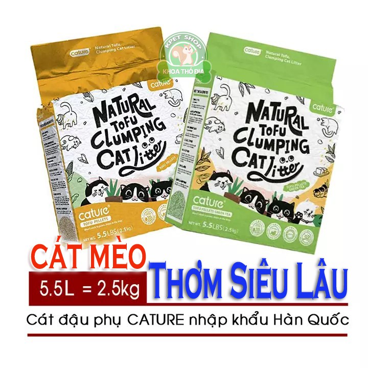 [Mã SKAMA8 giảm 8% đơn 300K] Cát đậu nành Cature Natural Tofu 2.5Kg Siêu thơm - Cát lót vệ sinh cho mèo chuột
