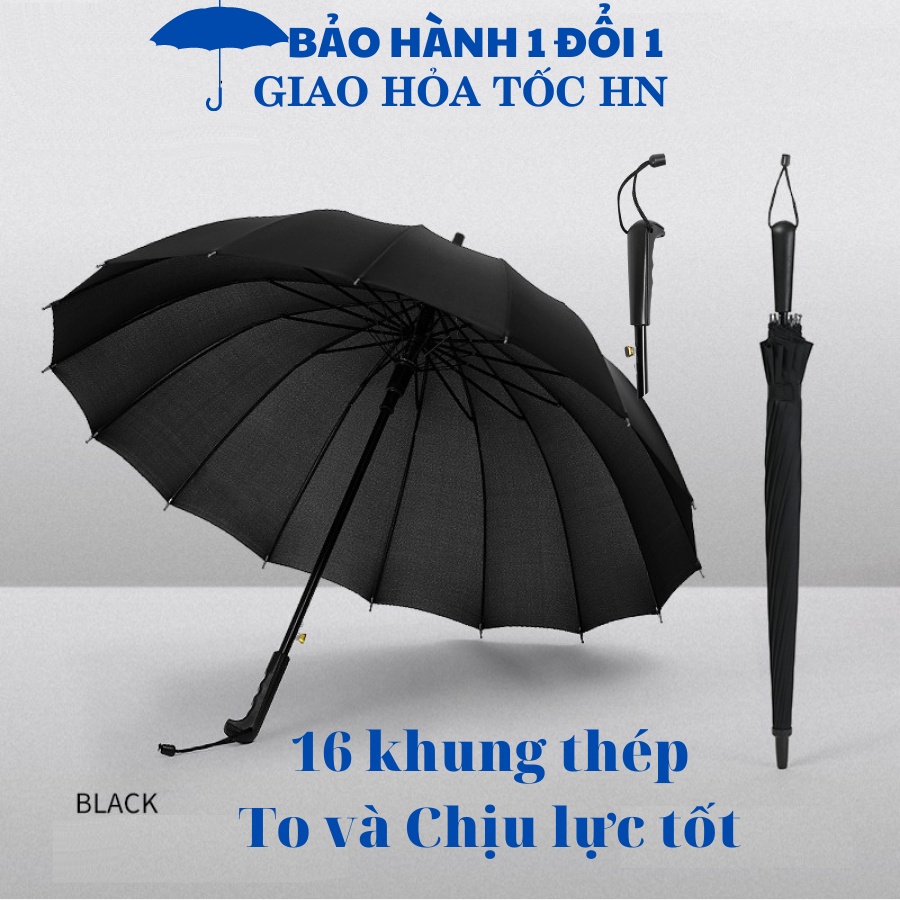 Ô che mưa loại lớn 16 nan khung thép bền chắc chắn, dù che nắng to thẳng dài cầm tay gấp gọn đi du lịch dã ngoại câu cá