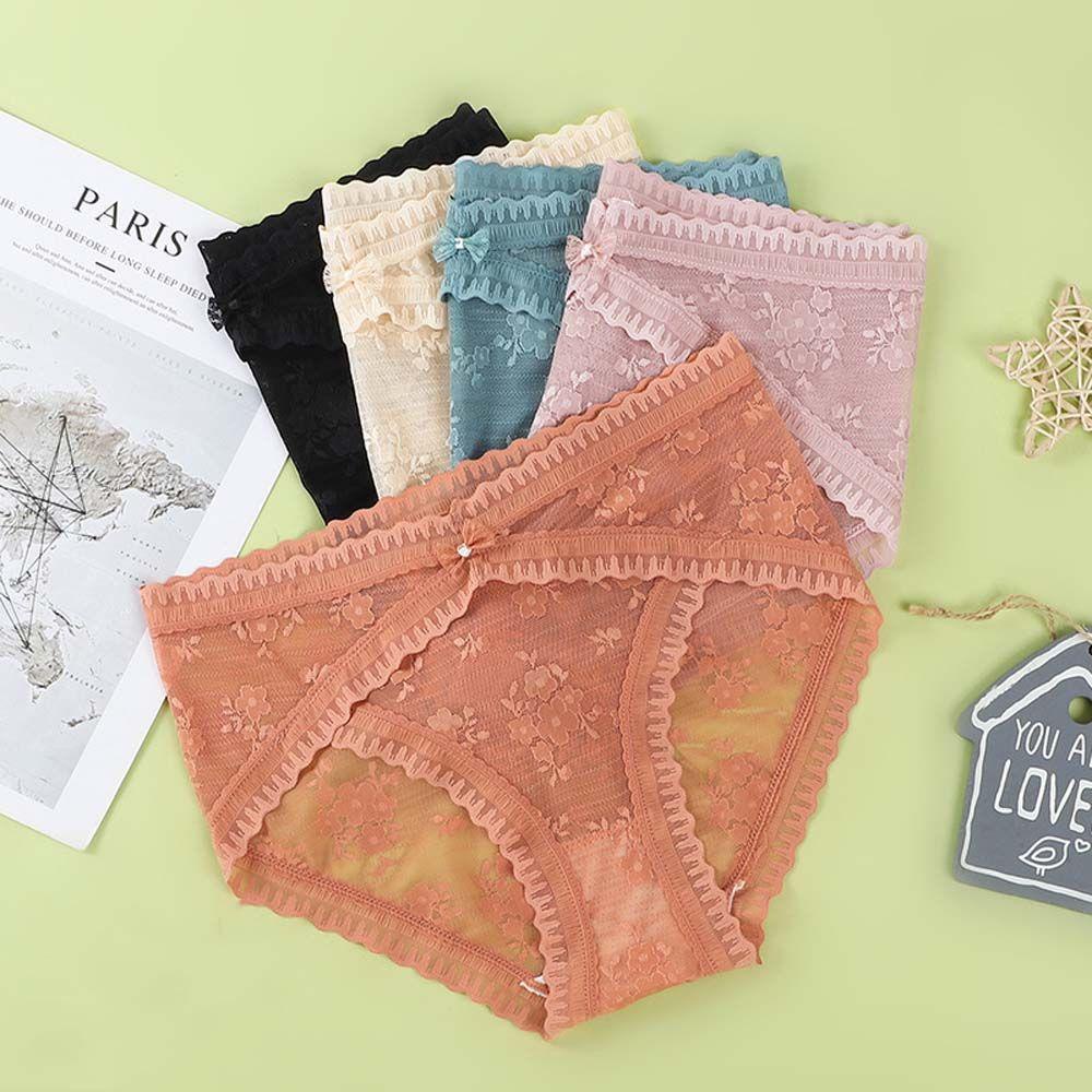 OCEANMAP Quần Lót Cotton Lưng Thấp Đính Nơ Phong Cách Hàn Quốc Quyến Rũ Cho Nữ