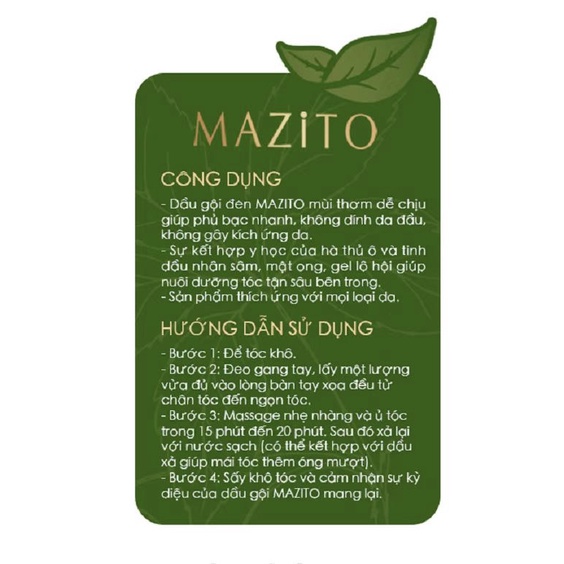 Dầu gội phủ bạc MAZITO, thành phần tự nhiên giúp đen tóc từ lần gội đầu tiên