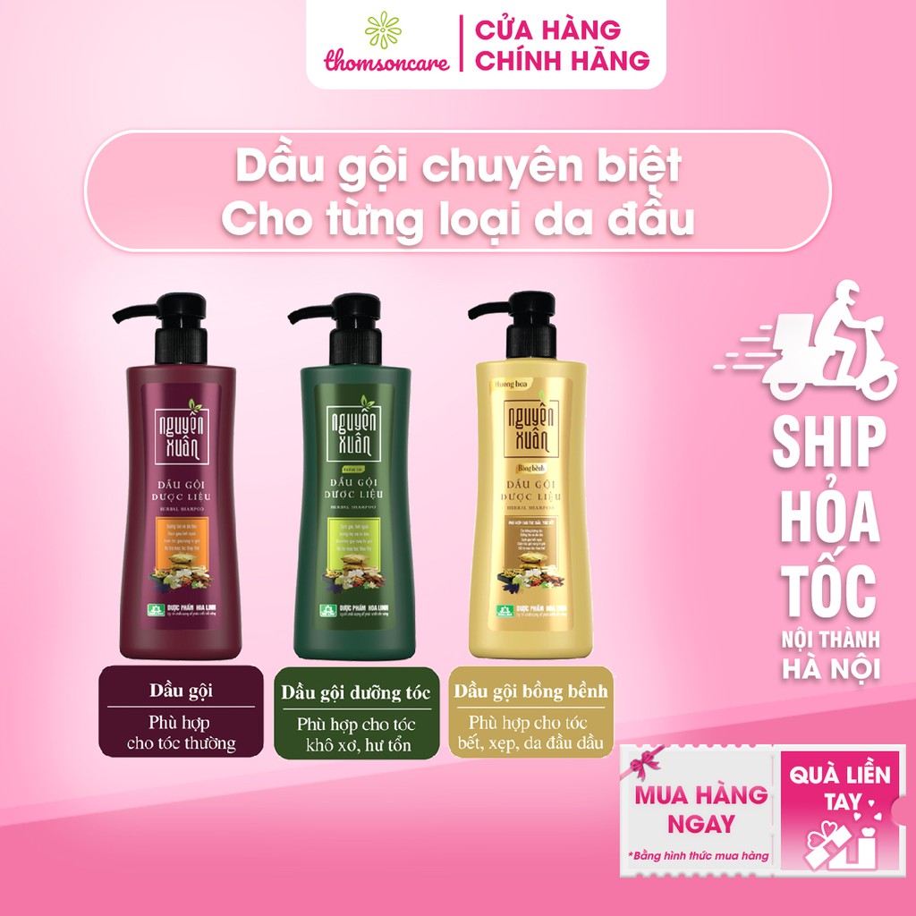 Dầu gội dược liệu Nguyên Xuân - Chăm sóc tóc, phục hồi tóc hư tổn - Chai 250ml có vòi