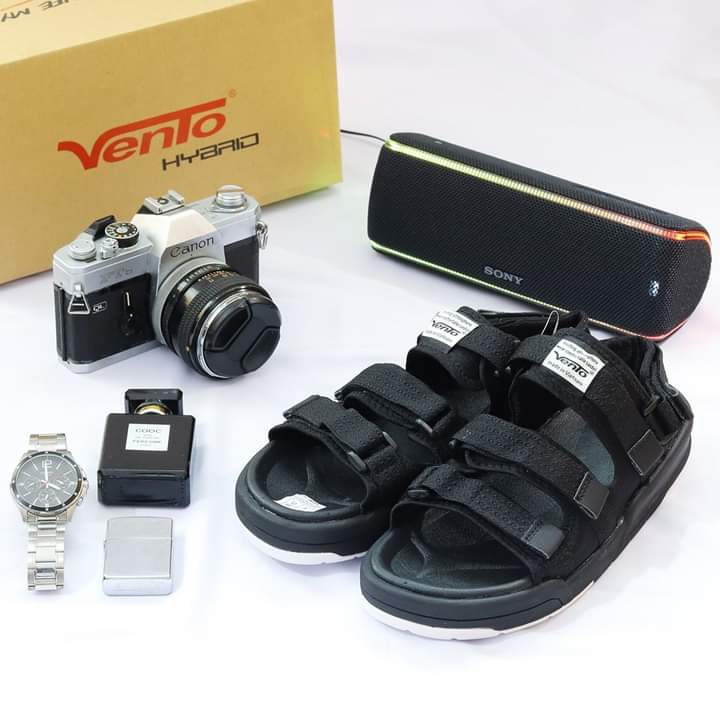 [VENTO Vietnam] Sandal Vento Nam Nữ Unisex H1001 F7 Black White Đế Bánh Mì [Đế IP cao 3cm]