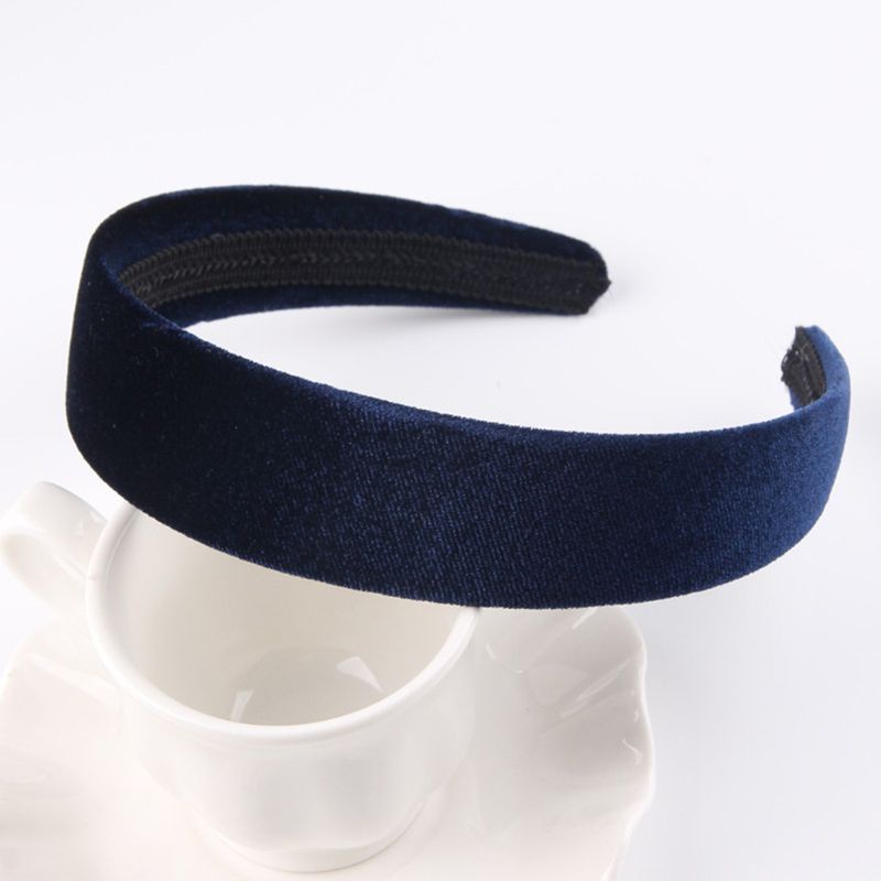 Băng Đô Vải Nhung Bản Rộng Màu Trơn Phong Cách Đơn Giản Cho Nữ