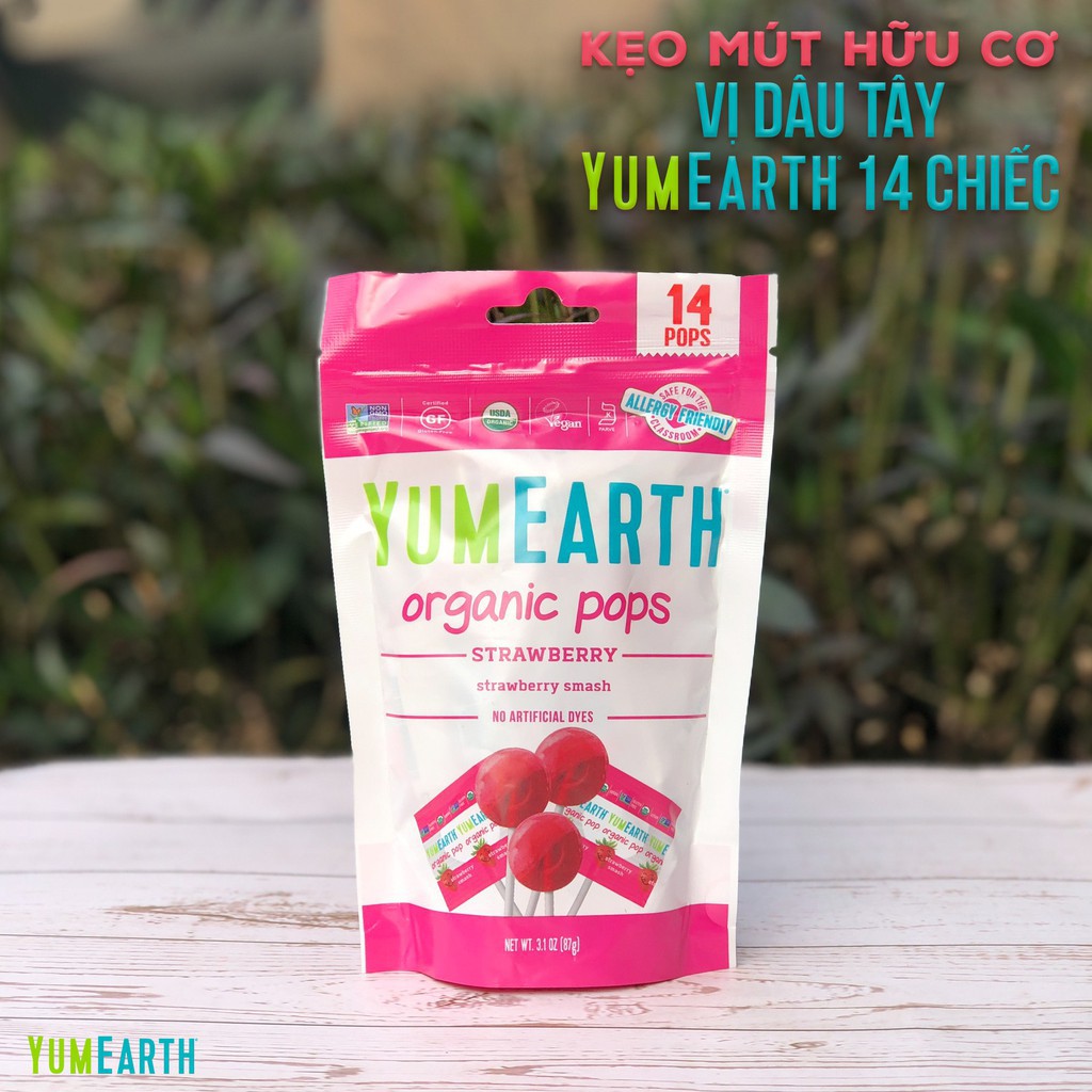 [Mã BMBAU50 giảm 7% đơn 99K] Kẹo mút hữu cơ ăn vặt cho bé Yumearth Organic gói 14 chiếc