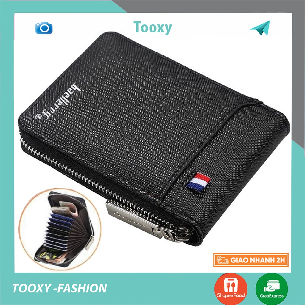 Ví đựng thẻ nam nữ chất da sước khóa kéo an toàn- Ví nam mini phong cách thời trang châu âu sang trọng VD07