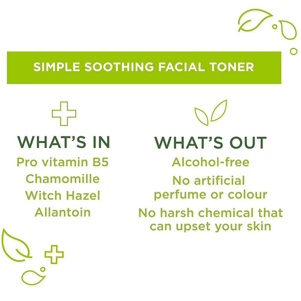 Nước Hoa Hồng Simple Soothing Facial Toner UK - 200ml - Skinfa.