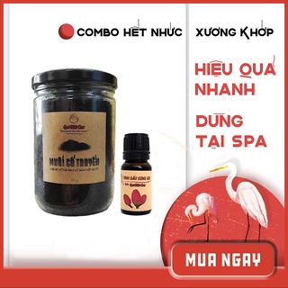 Combo hết nhức mỏi xương khớp, mất ngủ: 1 hủ muối cổ truyền; 1 tinh dầu gừng gió nguyên chất QUÊ MỘT CỤC (handmade)