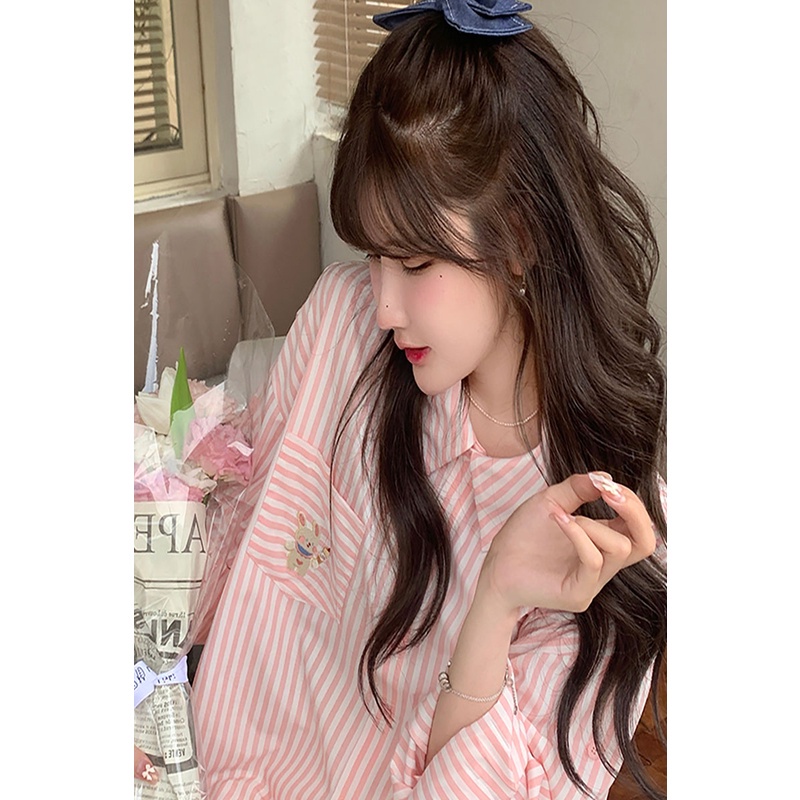 Áo sơ mi tay dài in hoạt hình phong cách mùa thu cho nữ