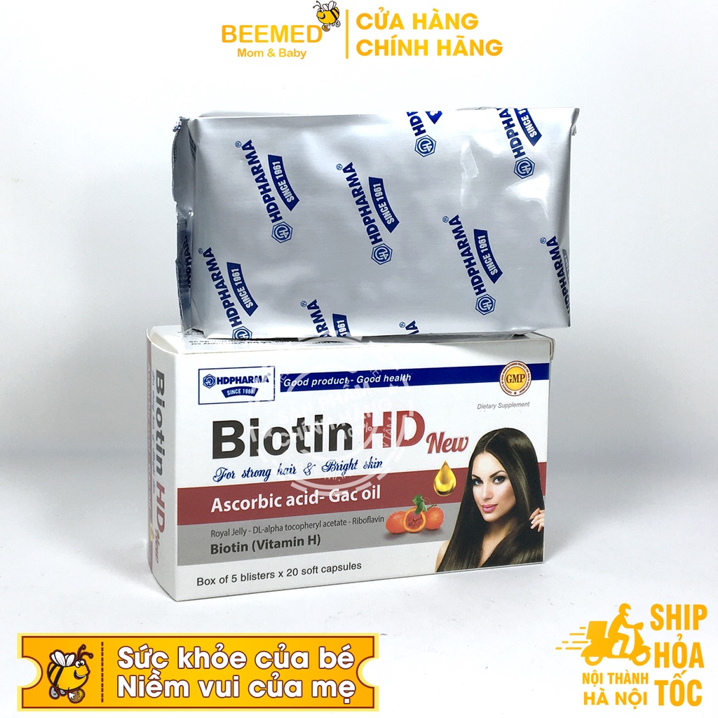 Biotin Vitamin HD - Bổ sung Biotin Vitamin H - giúp giảm rụng róc, sạm da - Hộp 100 viên