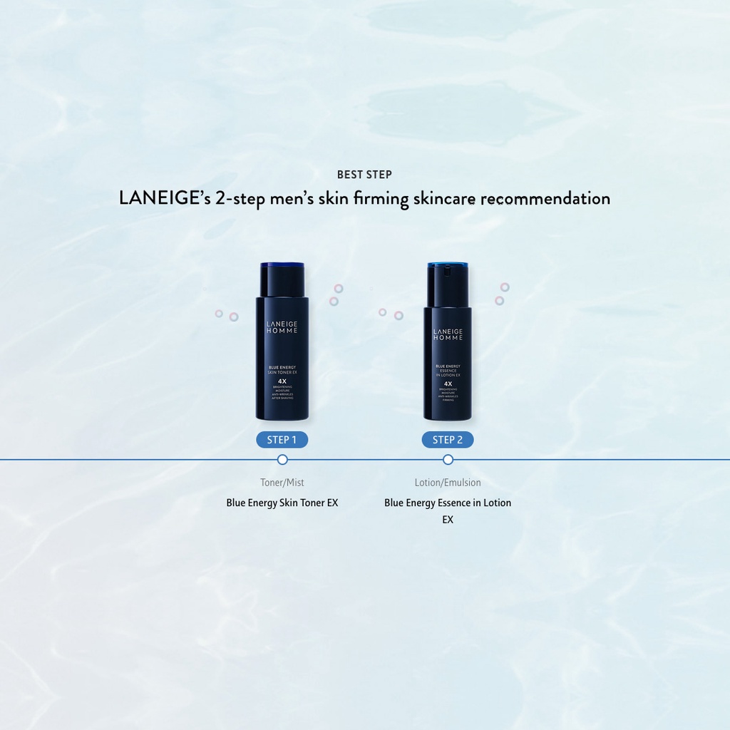 Toner và sữa dưỡng da Laneige Homme Blue Energy EX chăm sóc da đàn hồi hiệu quả