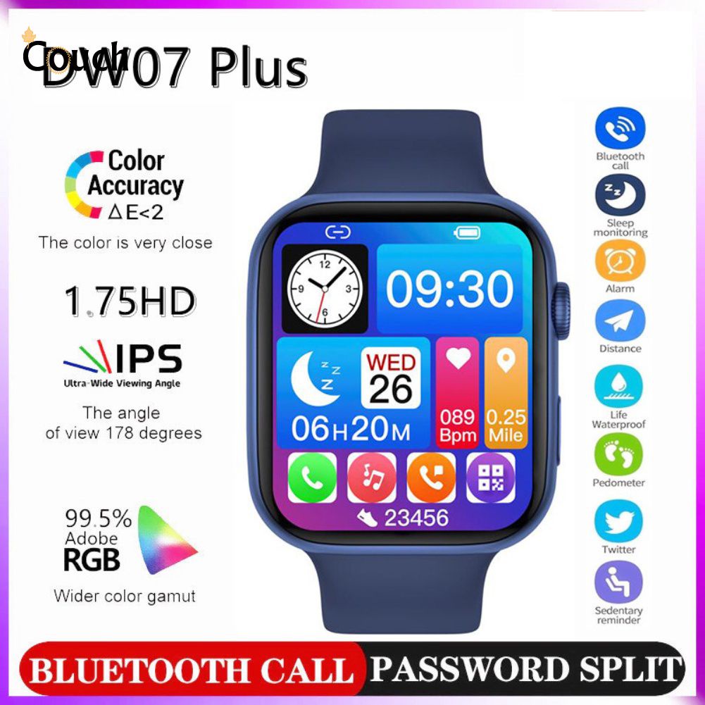 Dw07 Plus Đồng Hồ Thông Minh 1.75 Inch Diy Mặt Đồng Hồ Trò Chơi Bluetooth-GỌI Thể Thao Đồng Hồ Thông Minh Smartwatch Ghế Dài