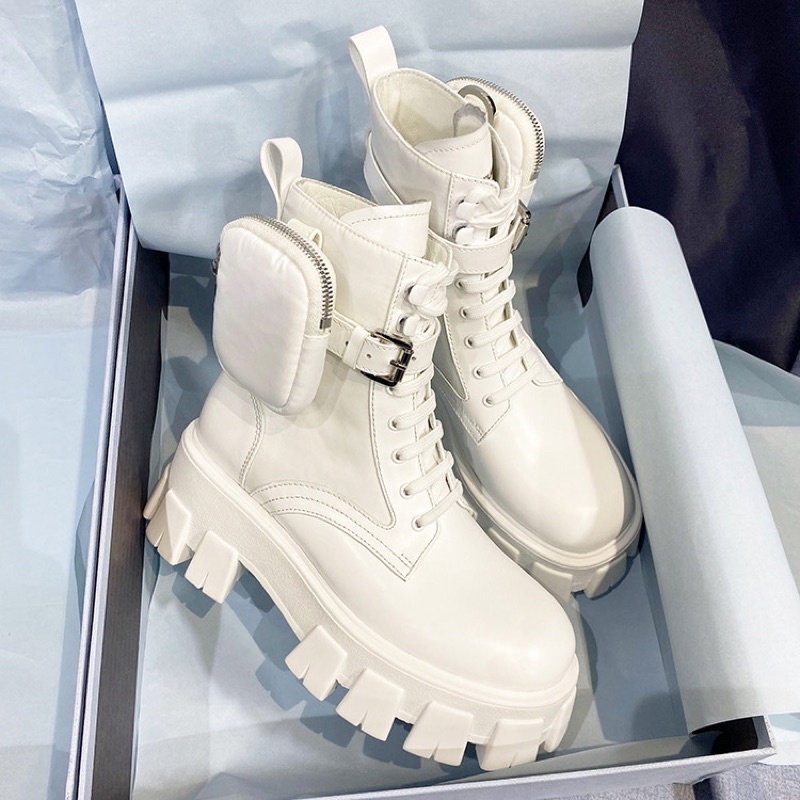 Boot prada kèm đai túi đế bánh mì, boot chiến binh thắt dây cao cấp