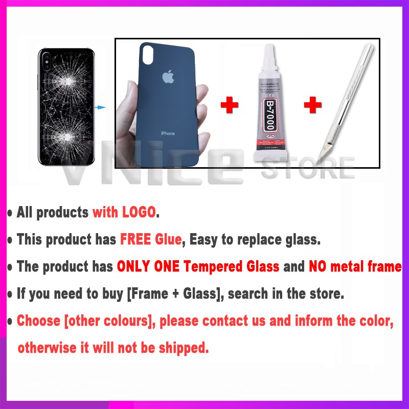 Mặt kính nắp lưng pin Đối với iPhone 8 plus X XS Max XR 11 Pro Max Phần phía sau Trường hợp nhà ở Lỗ camera lớn