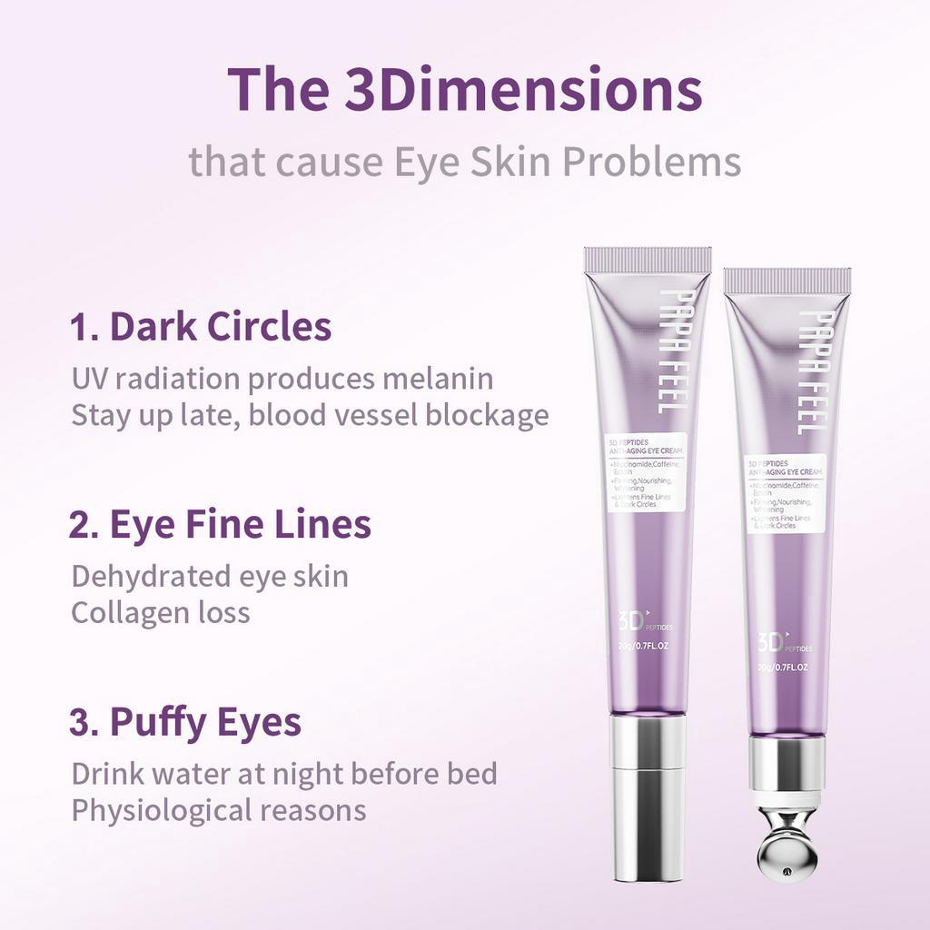 PAPA FEEL Kem mắt giảm thâm với  Peptit 3D khoa học 45°Massage  làm mờ quầng mắt giảm bọng mắt 20g