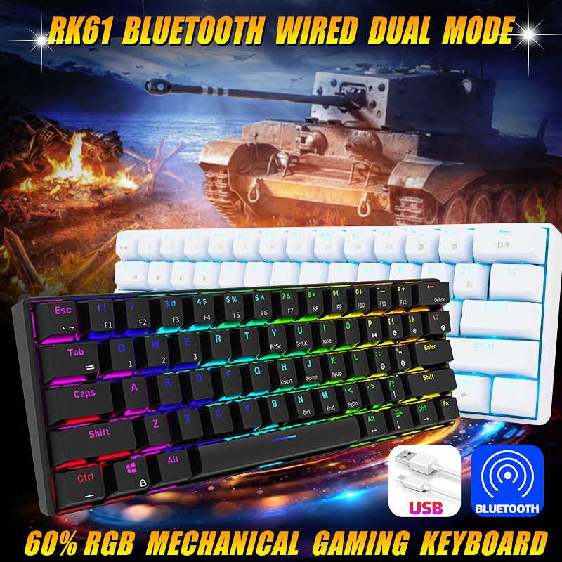 Bàn phím gaming Kludge RK61 RGB hỗ trợ kết nối Bluetooth không dây chất lượng cao