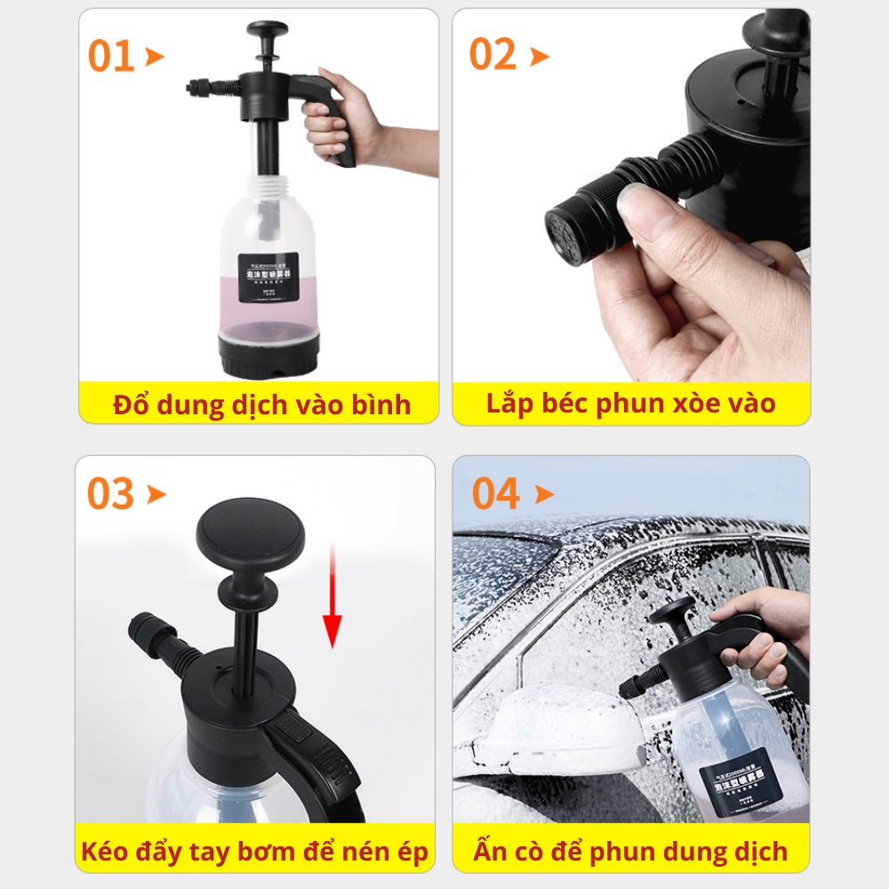 Bình Xịt Tạo Bọt Tuyết Rửa Xe Ô Tô Xe Máy, Bình Rửa Xe Bọt Tuyết, Tưới Cây Cầm Tay Tiện Dụng
