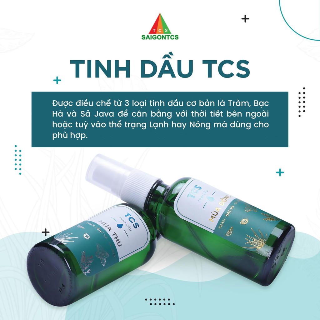 TINH DẦU THIÊN NHIÊN MÙA ĐÔNG  - Chai 50ml - Tràm, Bạc Hà và Sả Java - Sài Gòn TCS- NGĂN NGỪA VIÊM MŨI, VIÊM MŨI DỊ ỨNG