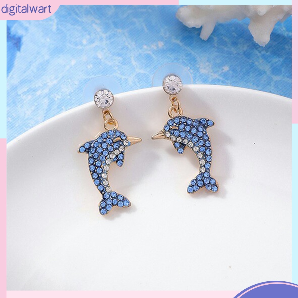 Bông tai hình cá heo đính đá dễ thương cho nữ