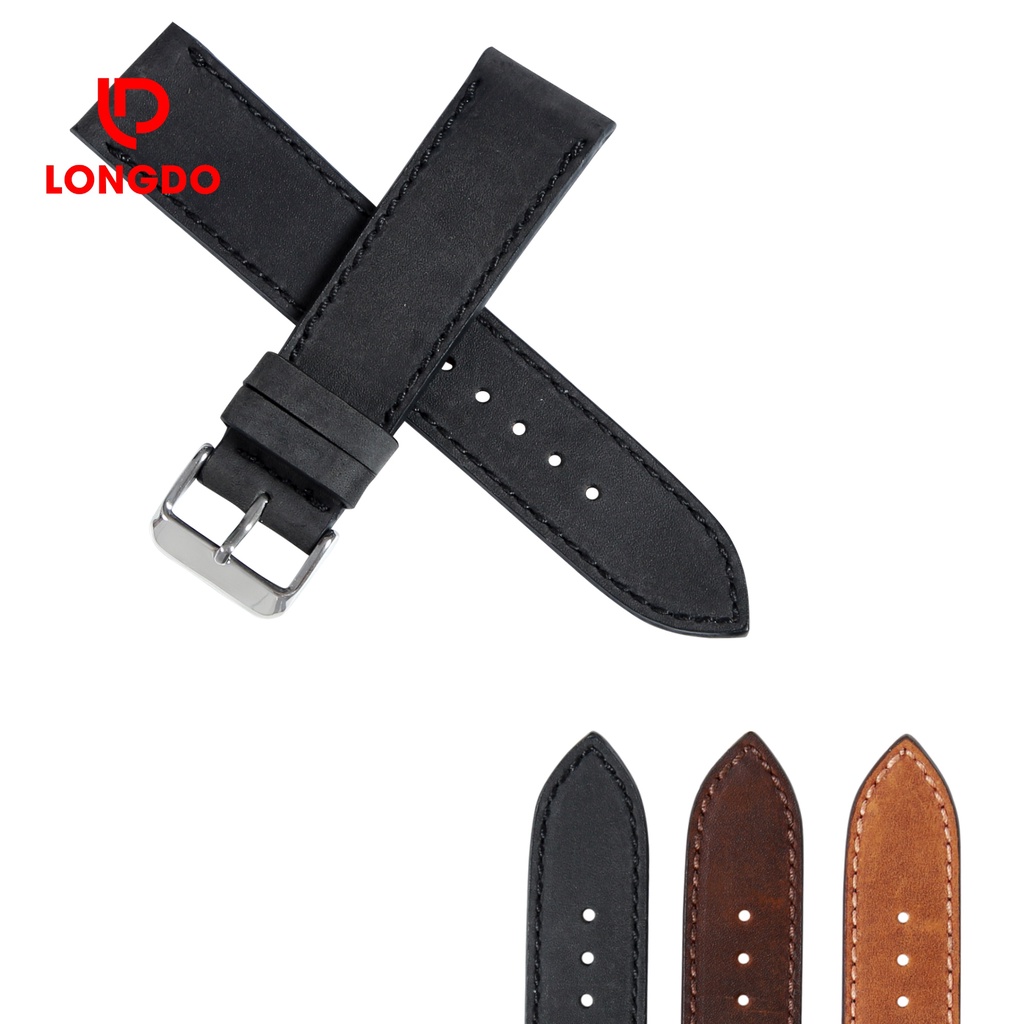 Dây đồng hồ 22mm da bò sáp - Đủ size 12/14/16/18/20/22/24 - Thương hiệu uy tín Longdo Leather